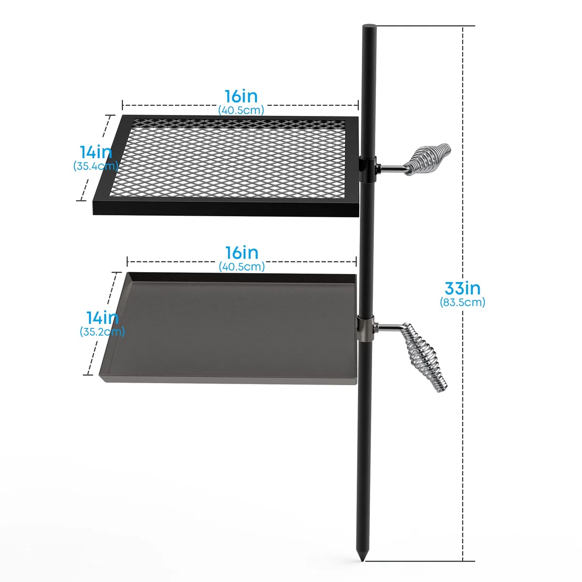 Onlyfire Schwenkgrill mit Grillrost, Grillplatte und 2 Verstellbaren Gefederten Griffen, Multifunktional Grillgestell für Feuerschale, Offenem Feuer, Tragbarer Campinggrill