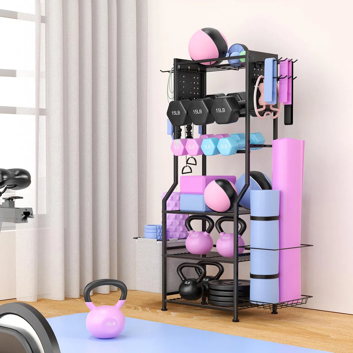Hantelständer, Metall Kurzhantelständer für Hanteln Kettlebell & Yoga Matte, Gewichtsständer Workout-Fitness-Ausrüstung Aufbewahrung für Home Gym, Hantelablage Dumbbell Regal