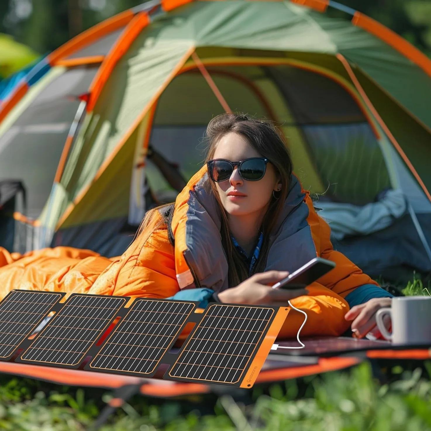 FlexSolar 40W Faltbares Solarpanel, Tragbares Solarladegerät USB-A QC3.0 USB-C PD3.0, 13.9V 2.9A, IP67 Wasserdicht, PET, Camping Outdoor