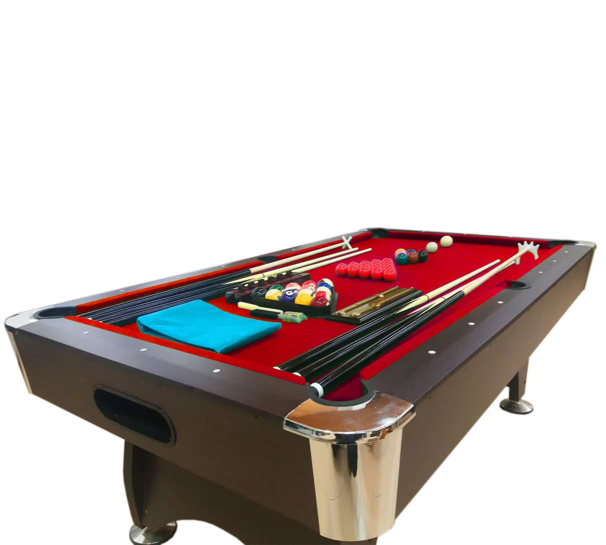 Simba Billardtisch 7 ft Modell RED DEVIL FULL OPTIONAL 7 ft Maße des Spielfeldes 188 cm x 96 cm Neu und verpackt Professionell! Schwarzbraun mit Rot Tuch 4 Spieler Billard