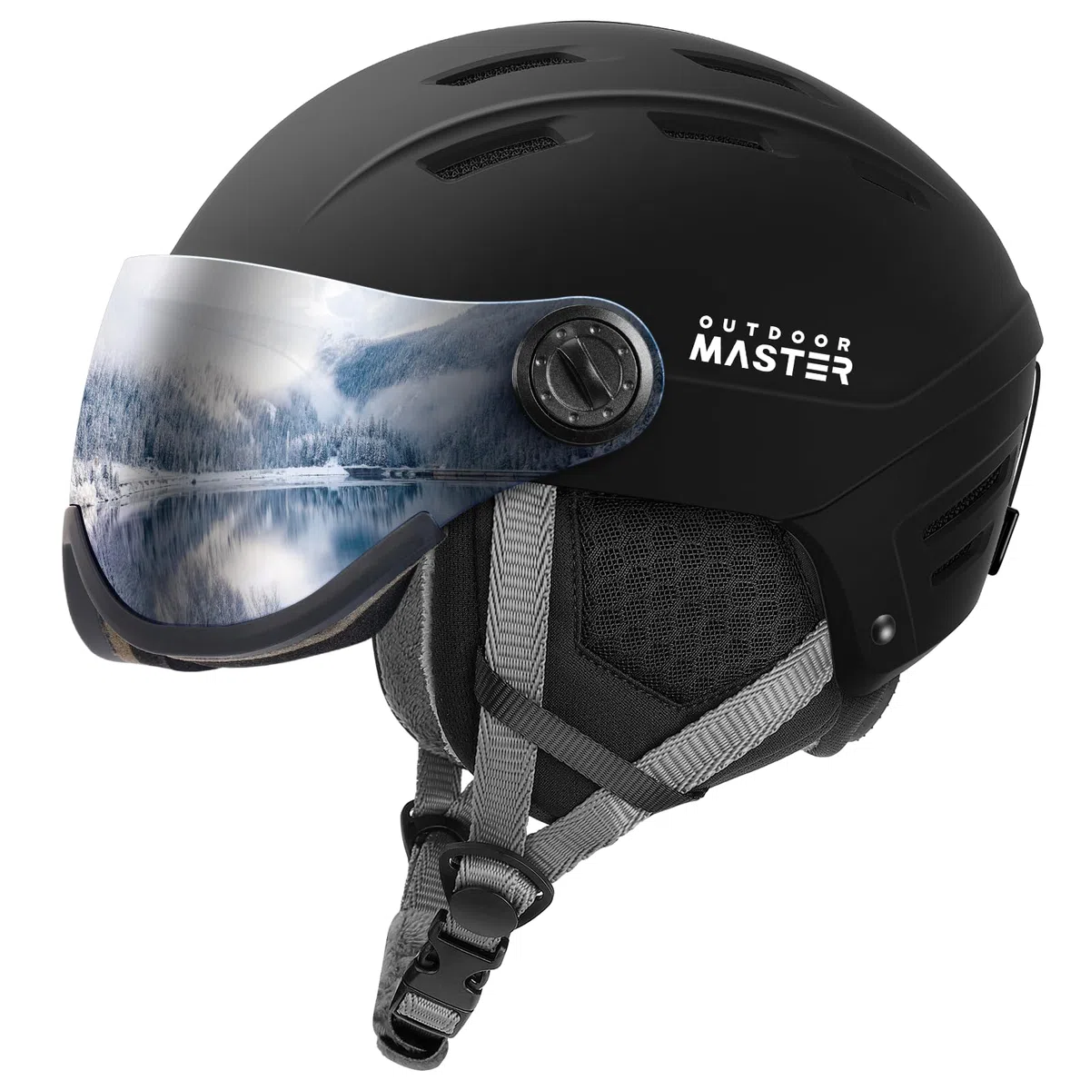 OutdoorMaster Snowboardhelm mit Skibrille, 2-in-1-Visier, abnehmbare Brille, EPS-Schaum, 14 Kühlöffnungen, Schnee-Helm für Herren, Damen, Jugendliche