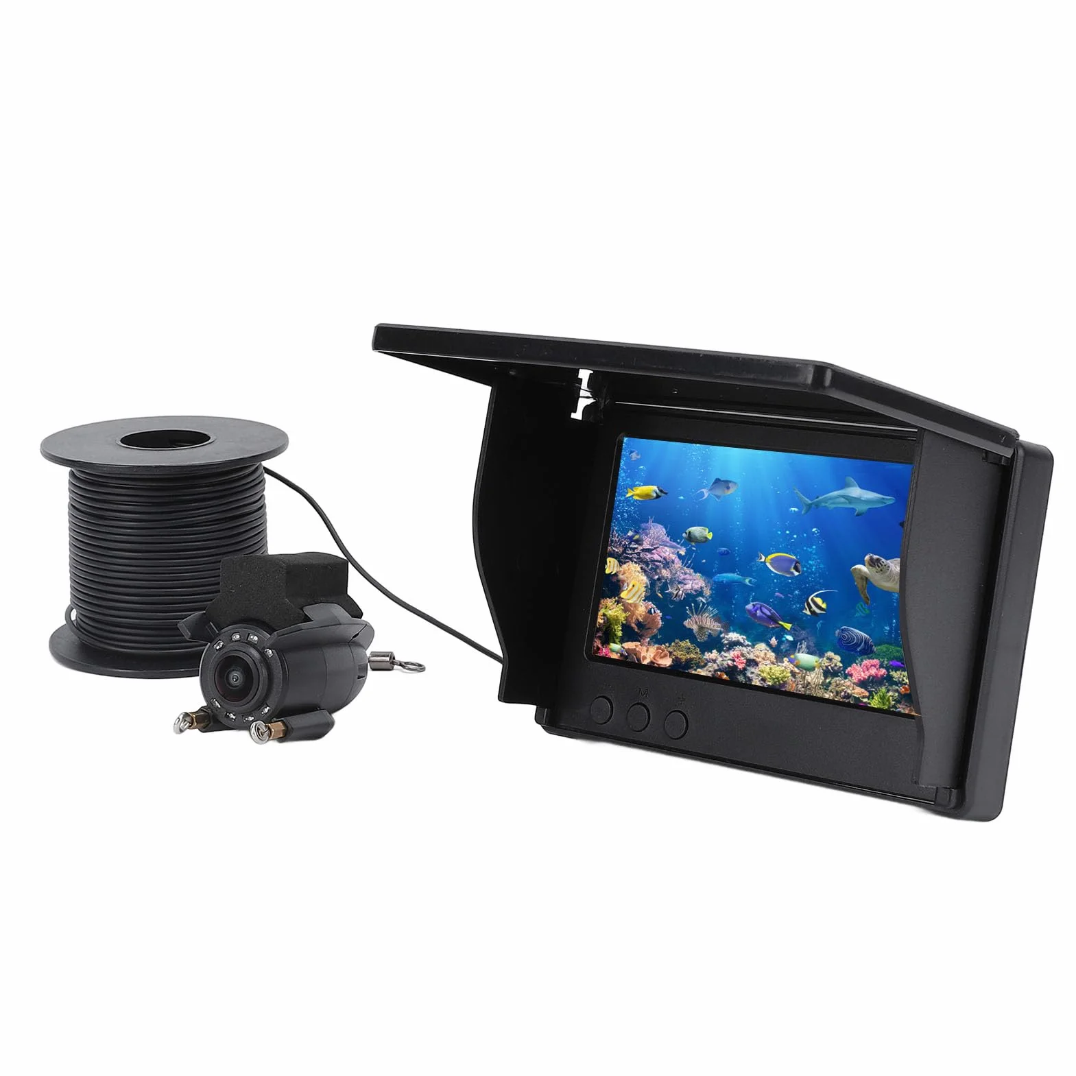Unterwasser-Angelkamera, 1080P Tragbare Fischfinder-Kamera mit 4,3-Zoll-Bildschirm, 220° Weitwinkel, Angel-Fischfinder für Boot, See, Kajak, Eisfischen