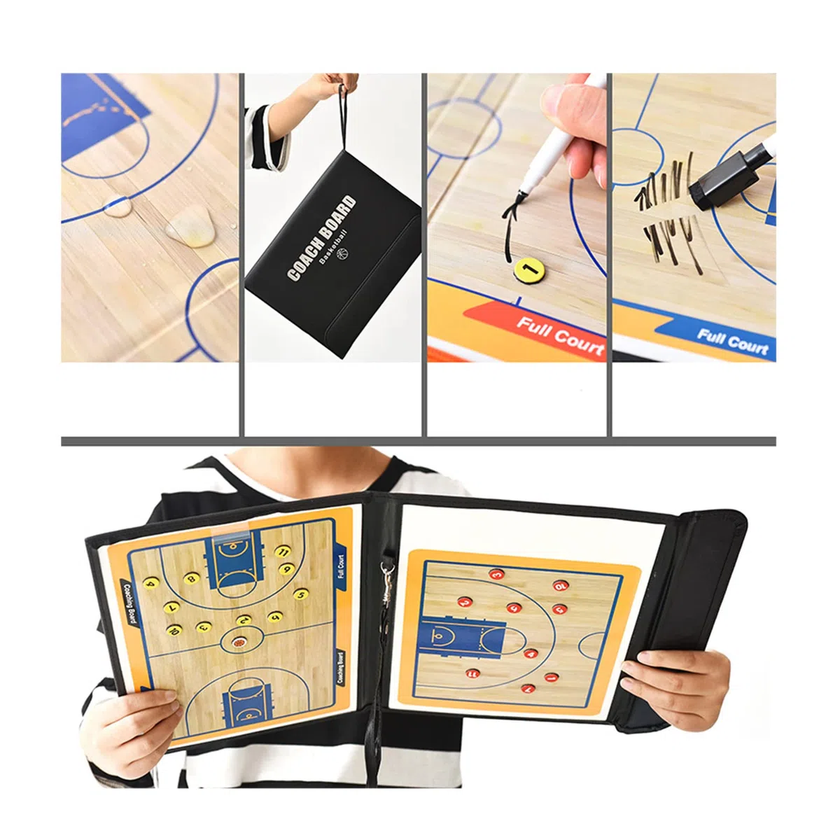 RoseFlower Taktiktafel Basketball, Taktikboard Basketball, Taktikbrett Taktikmappe Basketball mit Marker Stift und Magneten, Profi Basketball Coaching Board für die Schulung und Spielanalyse