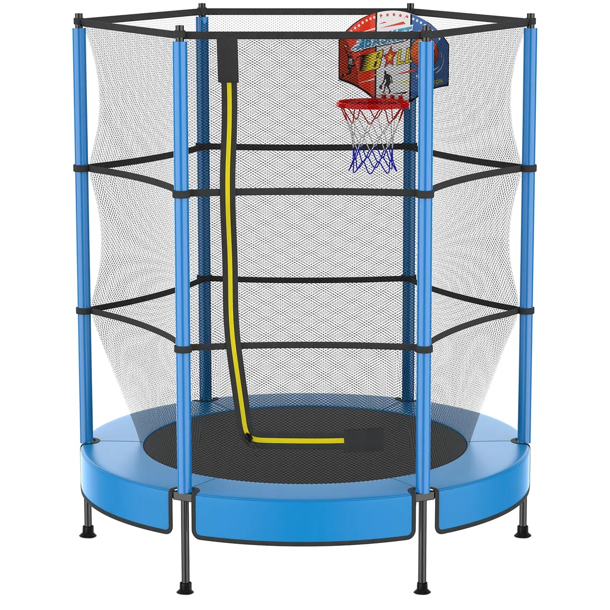 PILIN Kinder Trampolin Jumper 145 cm - Inklusive Metallfedern, Sicherheitsnetz mit Reißverschluss, Rahmenpolster - Indoor/Outdoor Kindertrampolin