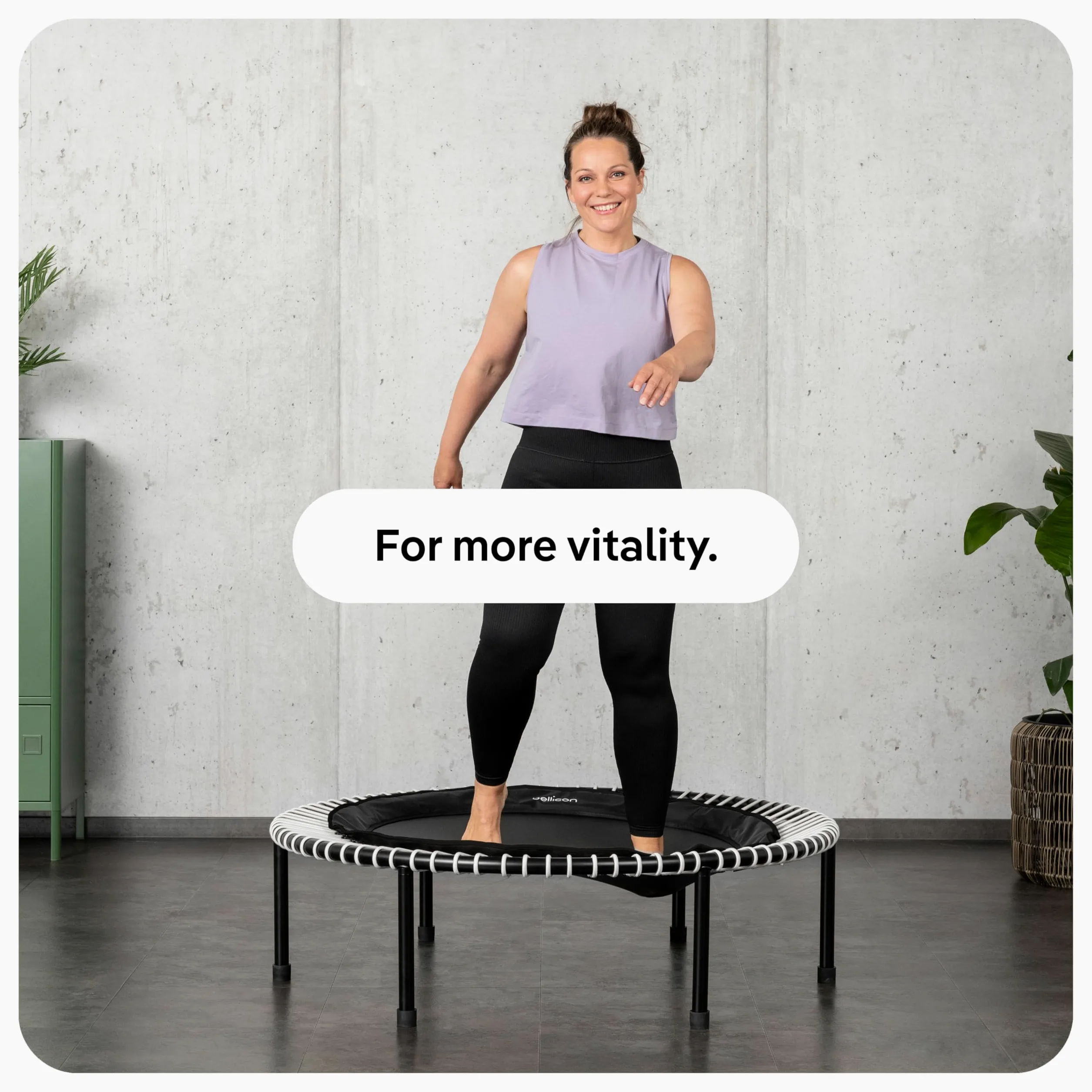 bellicon Mini Trampolin | Seilring-Federung bis 150 kg | Indoor Fitness Trampolin für Erwachsene | Schraubbeine
