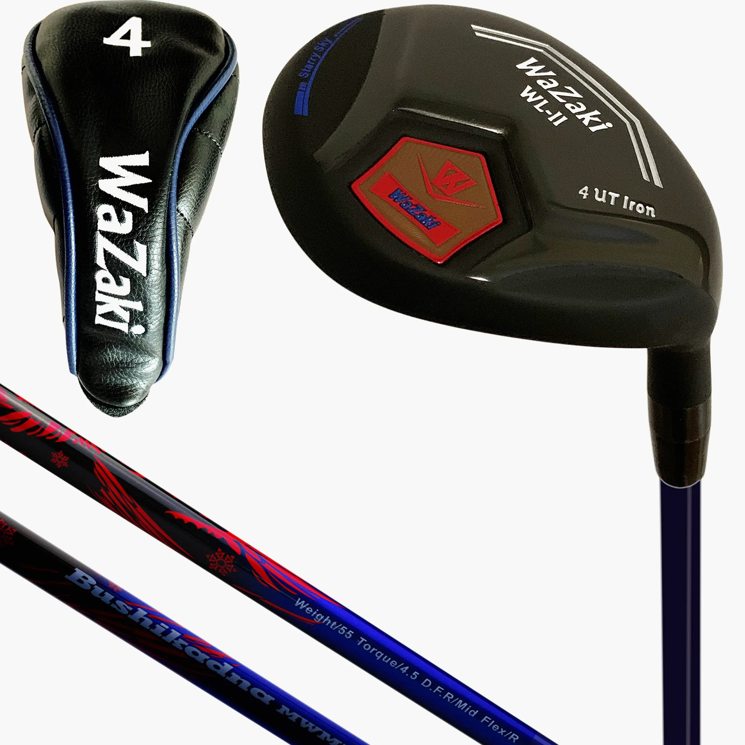 Japan WaZaki Single Hybrid Iron USGA R A Rules Golf Club with Headcover,WLIIs Model,Whole Black Oil Finish