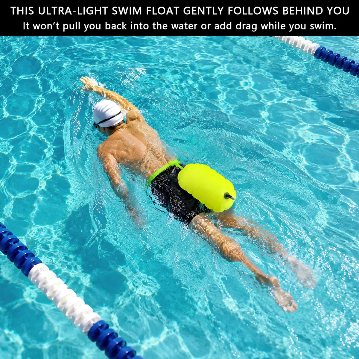 Schwimmboje, Gut Sicherheit beim Schwimmen, Einfarbige Sicherheitsboje für Freiwasser und Triathlon, mit Hüftgurt, Gut Sichtbare Schwimmhilfe für Erwachsene