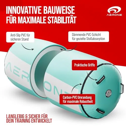 AERONE Air Roll Aufblasbare Turnrolle inkl. Pumpe & Tasche Größe wählen