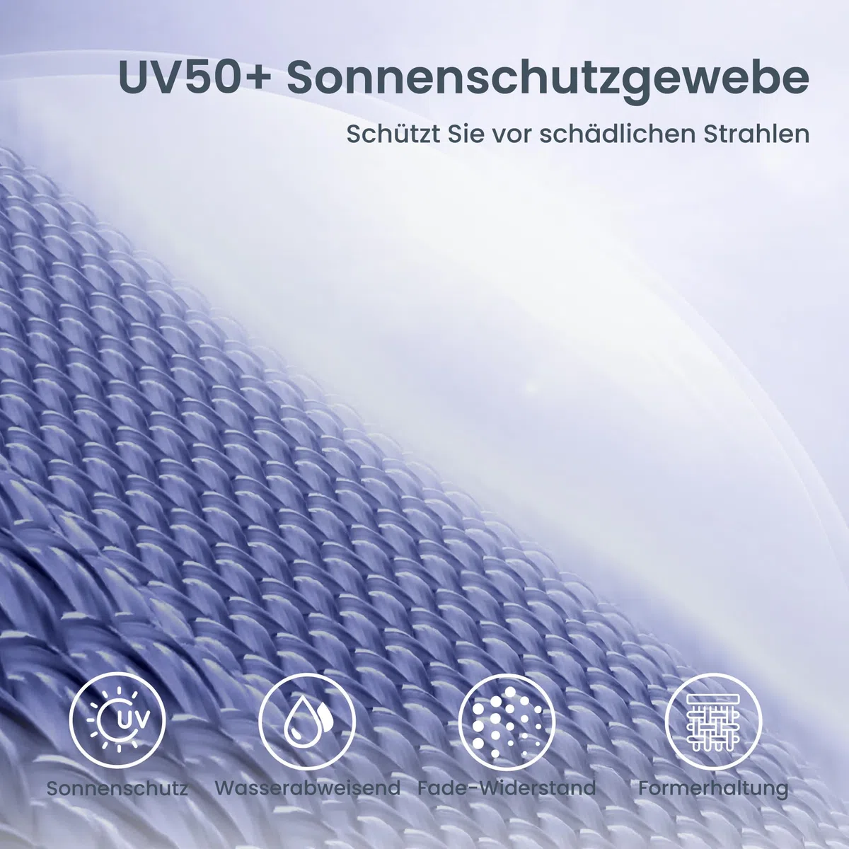 PHI VILLA Sonnenschirm Balkon Sonnenschutz 200 cm Knickbar Rund mit Fransen, Boho Strandschirm Garten Windbeständig Sonnenschirme Balkonschirm mit Erdspieß für Terrasse, UPF 50+, Blaue mit Streifen