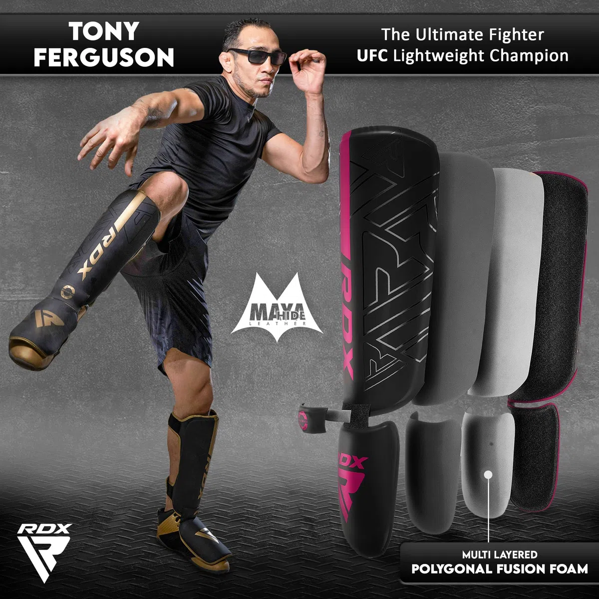 RDX Schutz für warme Boxen, Thai, Kickboxen, Kampfsport, MMA, Training, Maya-Hide-Leder Kara, Schutz für Muay Thai, Krav, MAGA, Sparring, BJJ, Karate und Kampftraining, Fußschutz