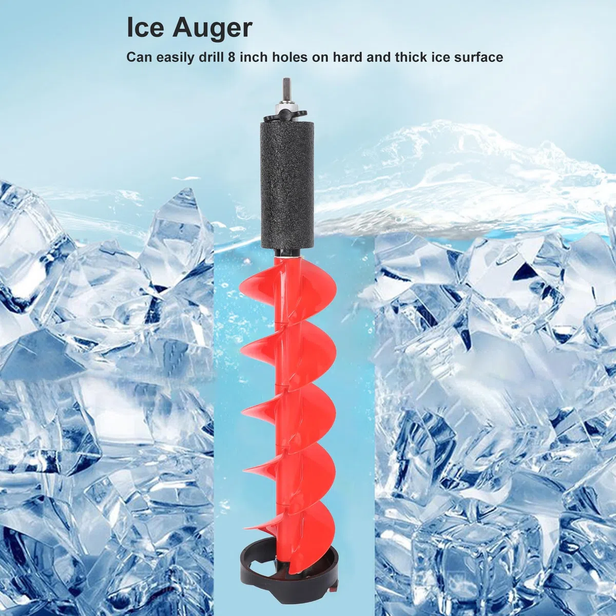 Elektrisches Eisbohrer-Set, 28 Zoll Nylon-Eisbohrer-Bohrer, 6 Zoll Durchmesser Eisfischen-Schneckenbohrer mit Klingen