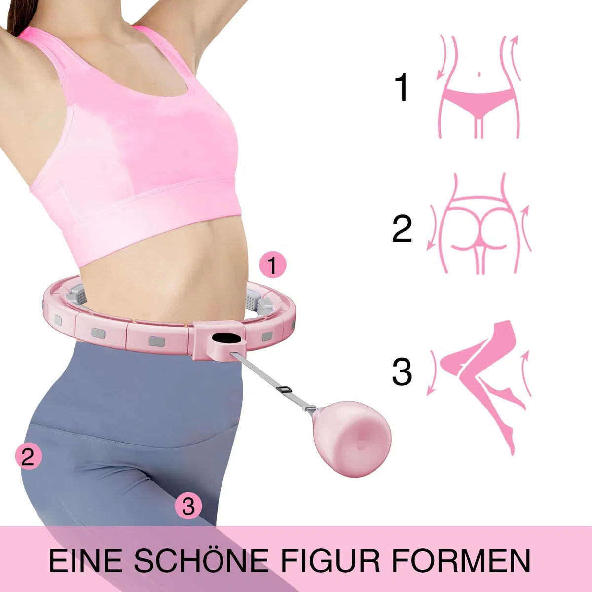 Hula Hoop Reifen Erwachsene, Hula Hoop mit Gewicht Kugel, Hoola Hoop zum Abnehmen, Hula Hoop Leise XXL 128CM, Hullahub Reifen, 18 Knoten, Einstellbar und Abnehmbar, Fitness Hula Hoop Reifen