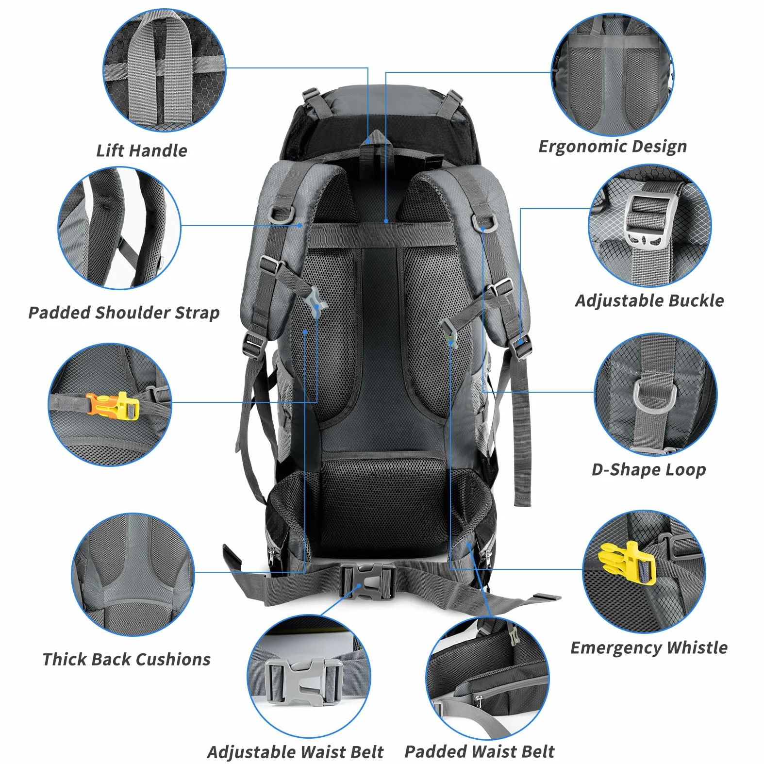 Night Cat Wanderrucksack 90L Rucksack: Trekkingrucksack Reiserucksack Herren Damen Atmungsaktiv für Camping Trekking Mountainering Klettern Fahrradreisen