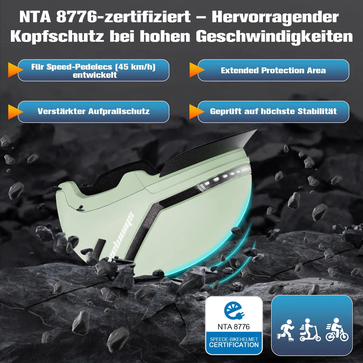 Shinmax Fahrradhelm Damen Herren mit Blinker & Licht, Fahrrad Helm Erwachsene mit USB Wiederaufladbare LED-Rücklicht, Radhelm für E-Bike, S-Pedelec, Scooter