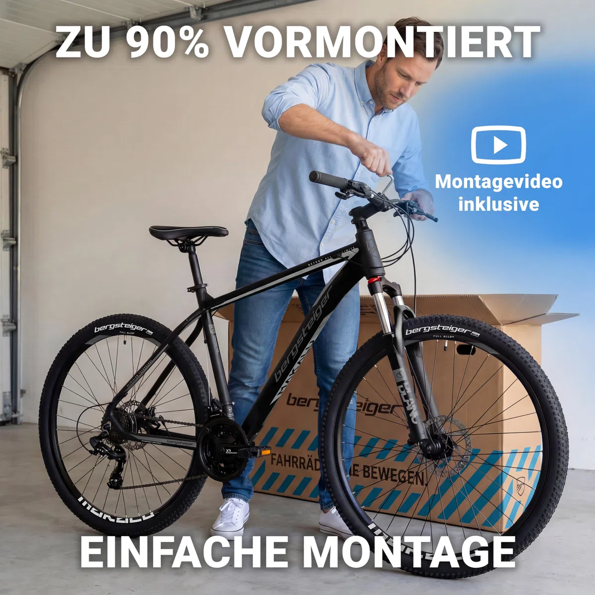 Bergsteiger Makalu 26/29 Zoll Mountainbike Hardtail aus leichtem Aluminium | Sicherer Fahrspass ab 150 cm Groesse mit 21 Gang-Schaltung, Scheibenbremsen und Zoom Federgabel. Zu 90% vormontiert.