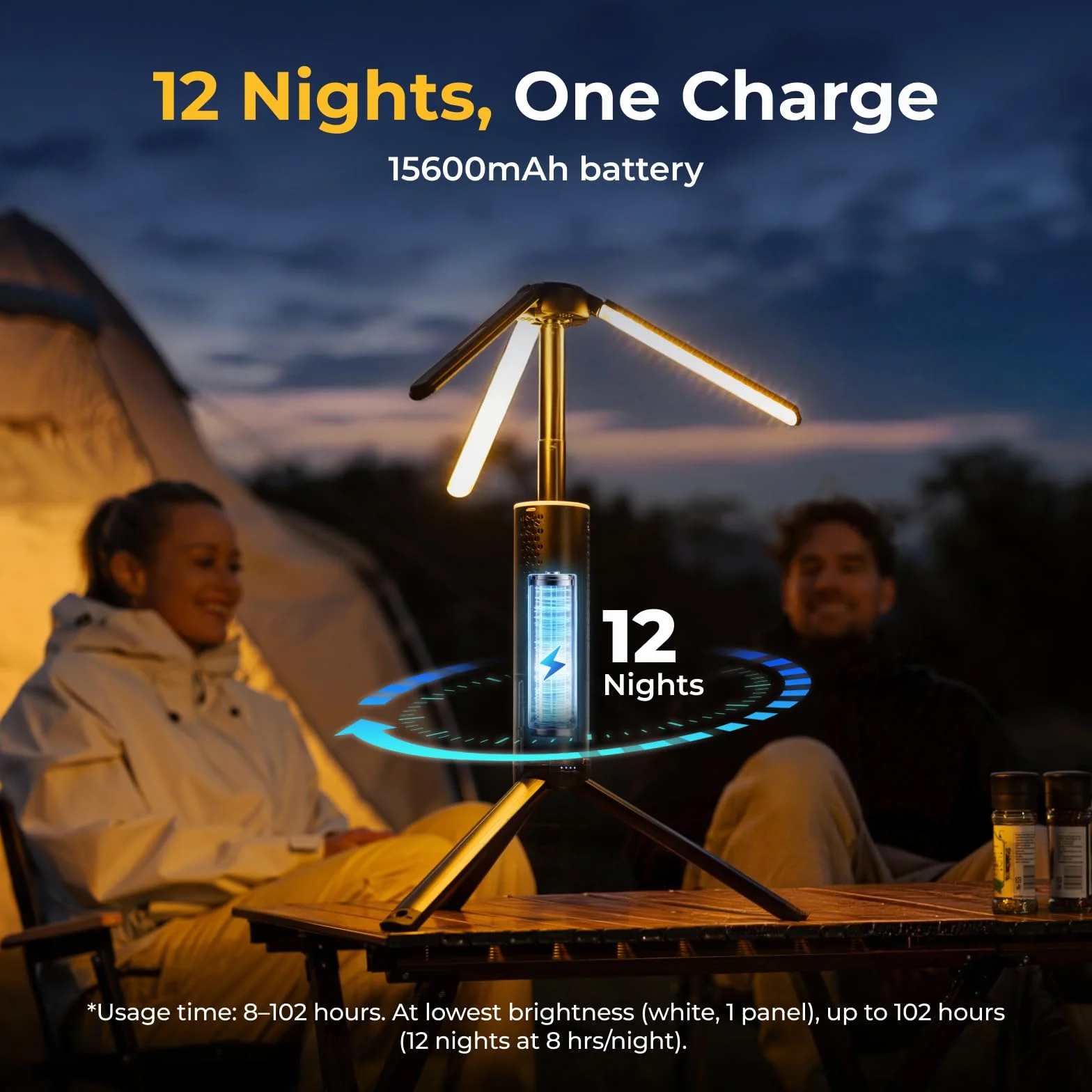 BougeRV T1 Campinglampe 15600mAh 3000 lm aufladbar IPX5 wasserdicht Campinglaterne Schwarz