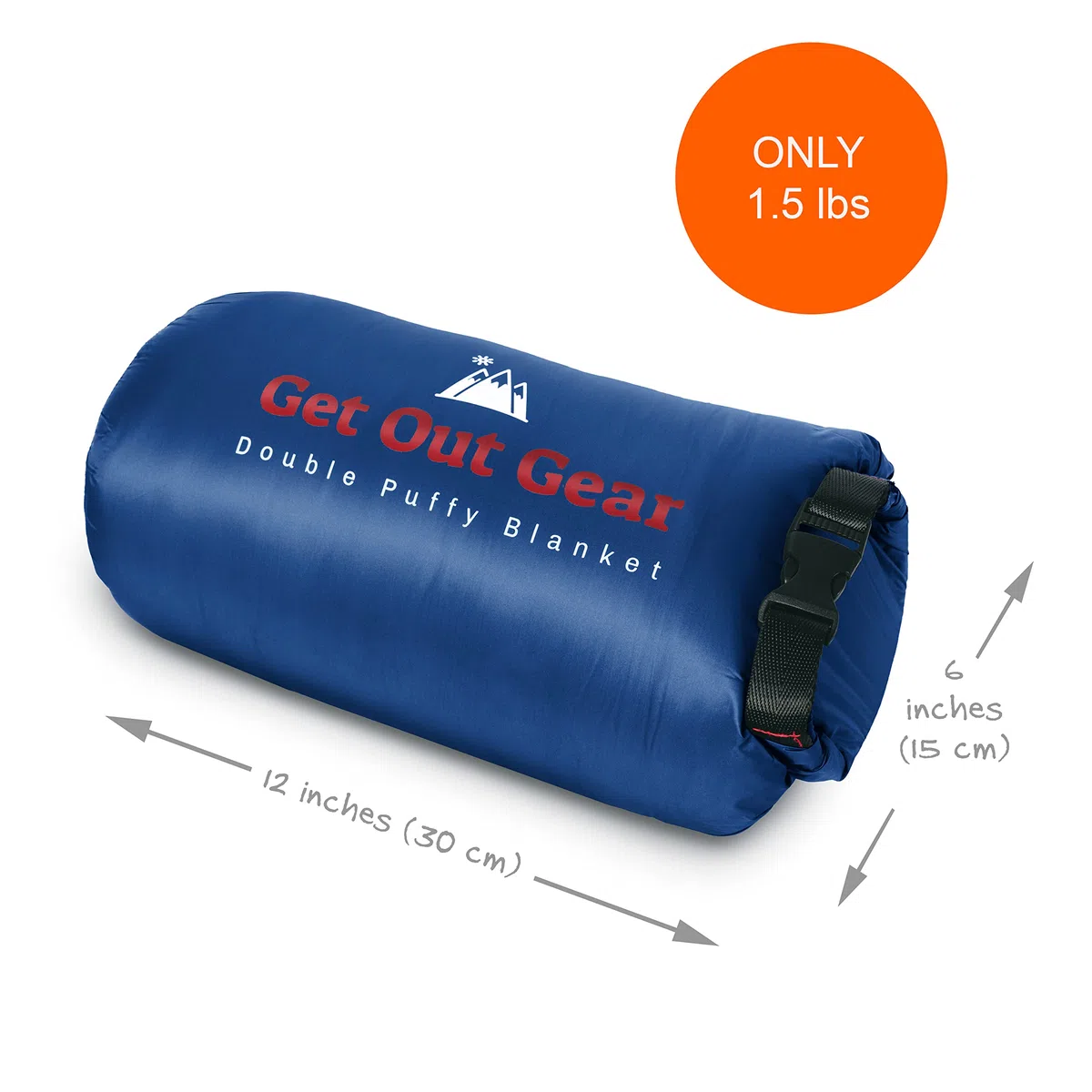 Get Out Gear Double Puffy Campingdecke – Extra Puffy, Packbar, Leicht und Warm | Ideal für Outdoor, Reisen, Stadion, Festivals, Strand, Hängematte | Wasserabweisende Campingdecke (Blau/Rot)