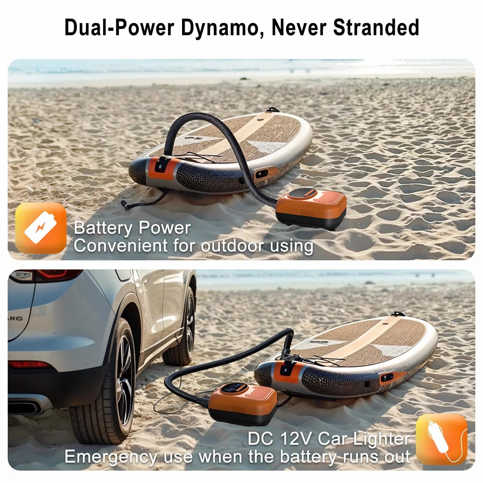 Mojimdo Elektrische SUP Pumpe 20 PSI Kabellos Wiederaufladbar 5 Modi Luftpumpe für Kajaks Zelte Luftmatratzen