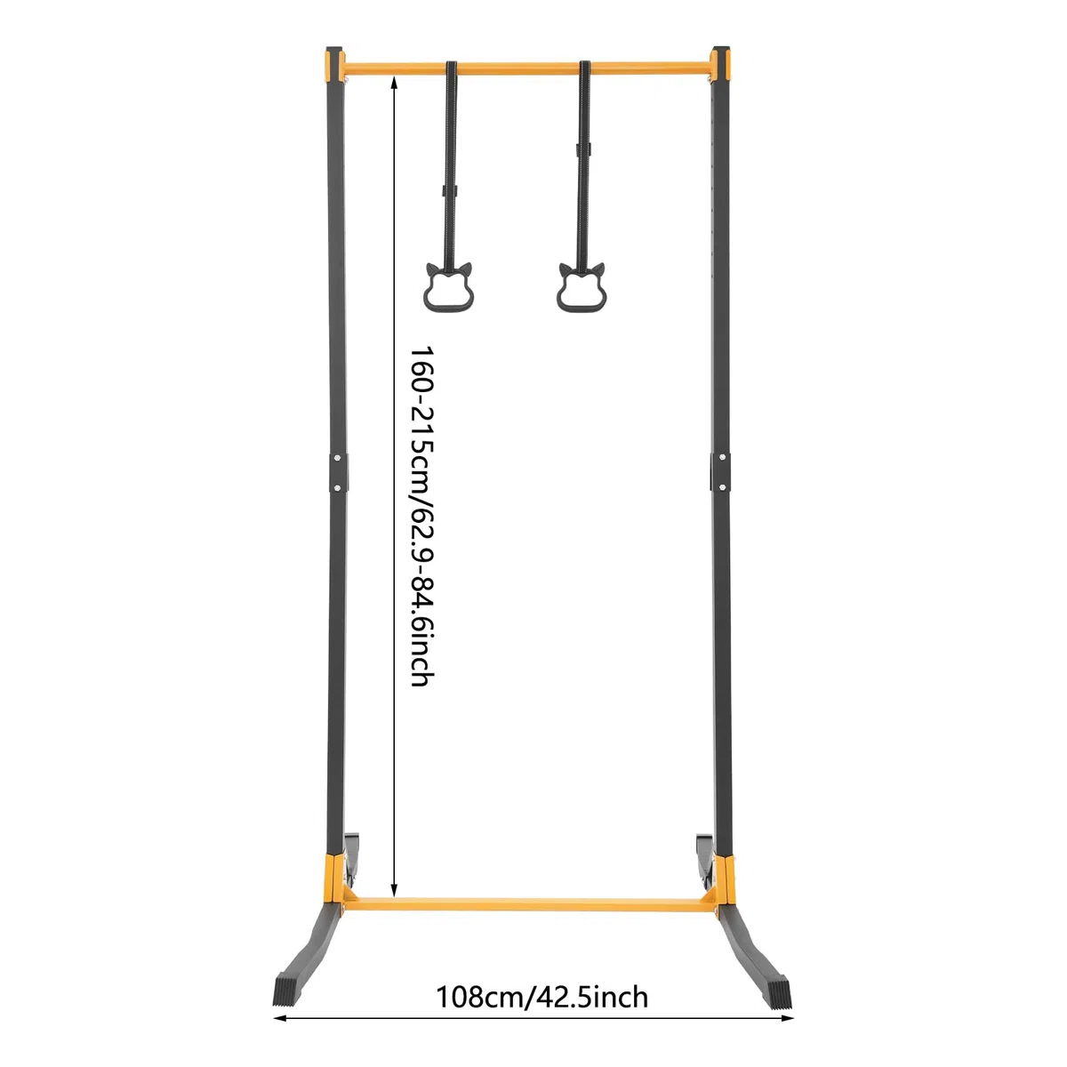 Klimmzugstange Freistehend, Pull up Bar mit Ringe, Verstellbar von 160 bis 215 cm, Klimmzugstange für Krafttraining, Bis zu 400 kg Belastbarkeit