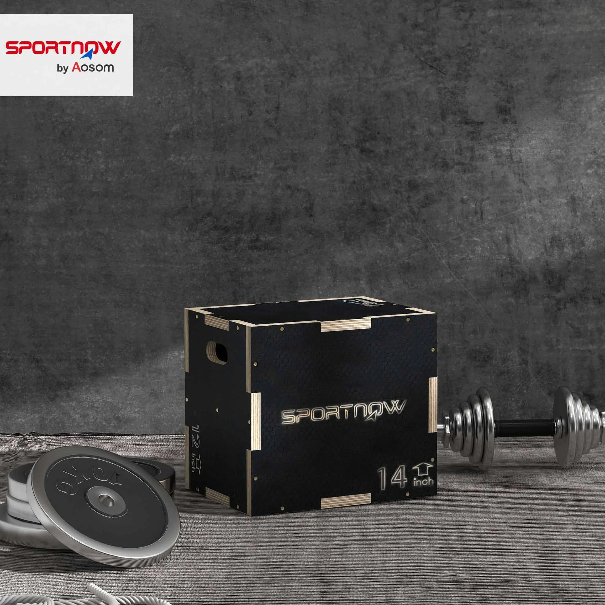 SPORTNOW 3 in 1 Plyo Box, Sprungbox aus Holz, Plyometric Plattform mit Griff, Plyometrisches Training, Sprungtrainer für Zuhause, Fitnessstudio, Schwarz