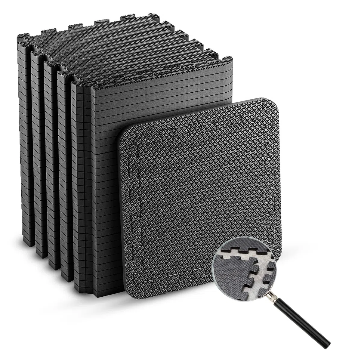 24 St. Bodenschutzmatte Fitness, mit Rand 20 St; Schwarz Viereckig je 30,5x30,5cm, 1cm Dick. Gesamt 175cm X 118cm (2,07m²) Unterlegmatten Schutzmatten Bodenmatten Sportmatten Puzzlematte EVA