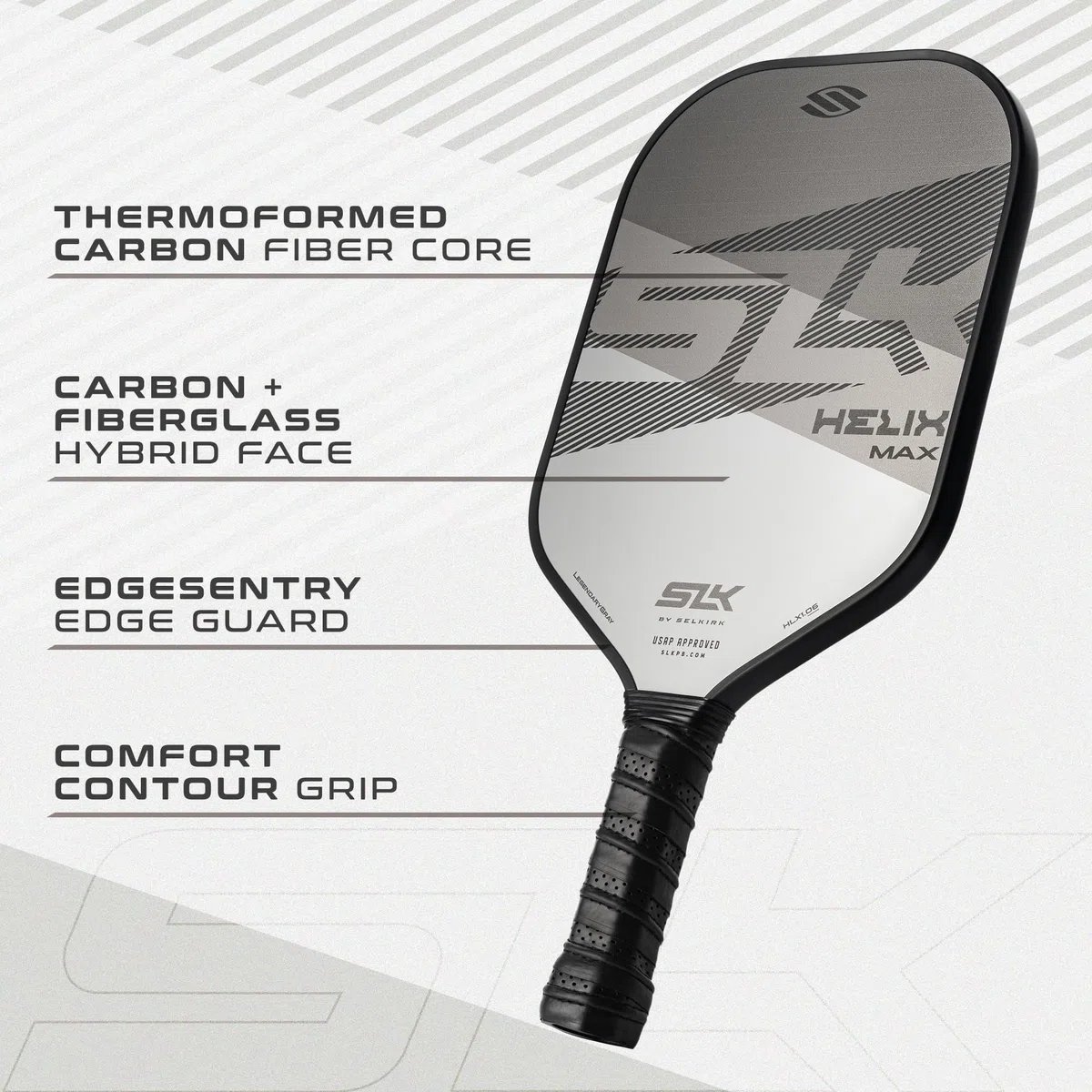 Selkirk Sport SLK Helix Pro Pickleball-Paddel | Thermogeformter Kohlefaserkern Pickleball-Paddel mit Kohlefaser und Fiberglas-Hybrid-Oberfläche | unübertroffene Kontrolle