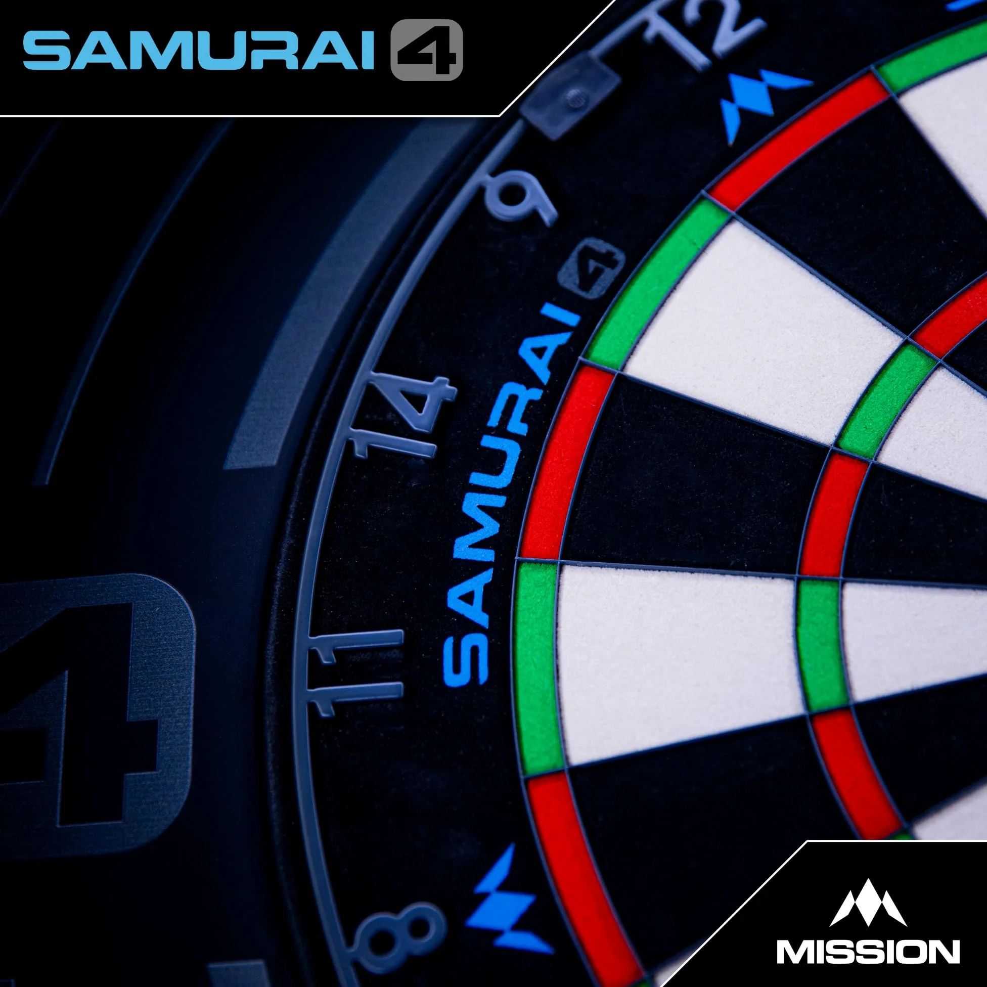 Mission Darts | Samurai 4 | Professionelle Borsten-Dartscheibe | Messerdraht | White OR Graphite Spider Edition
