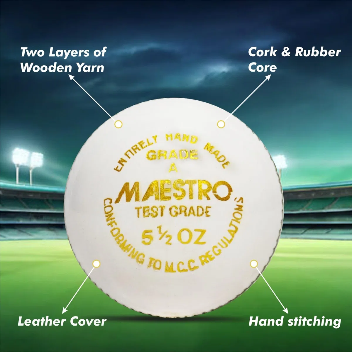 CW Maestro Cricketbälle aus hochwertigem Leder, 4 Stück, für Senioren, 4 Stück