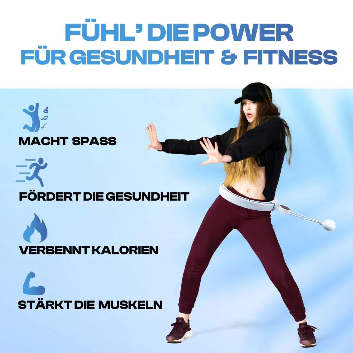 Wellrelaxx Smart Hula Hoop Testsieger leise und drehfreudig mit Zähler | Hula Hoop mit Gewicht Kugel | Hullahub Reifen zum Abnehmen für Training mit Spaß | Umfang 70-110cm