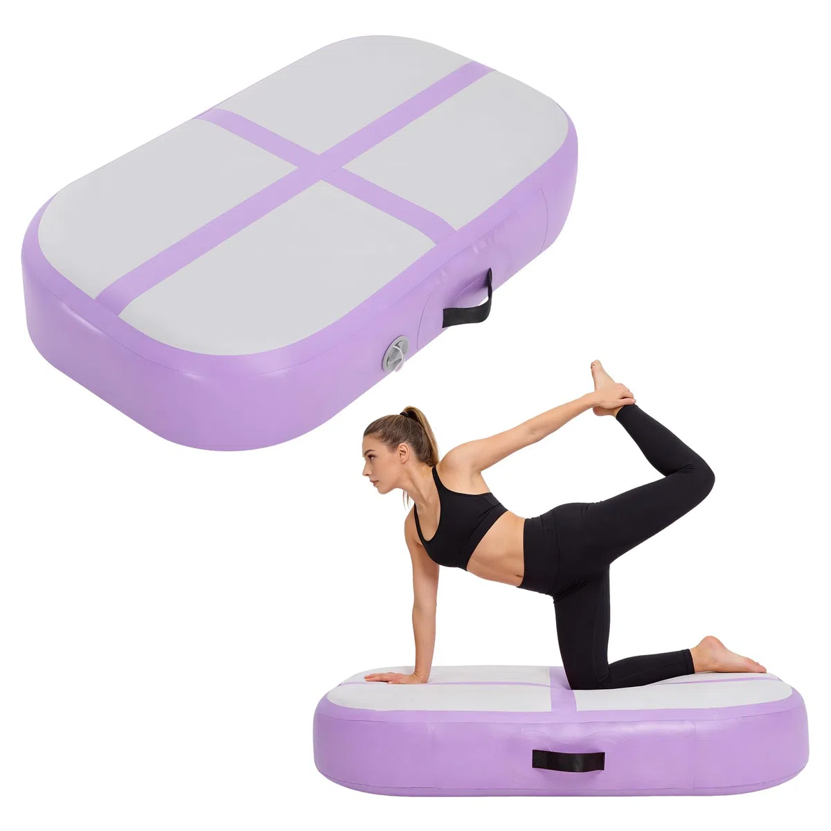 Aufblasbare Air Track Matte 100×60×20 cm – Gymnastikmatte Trainingsmatte aus PVC, 20 cm Dicke Turnmatte für Yoga, Turnen, Tanz & Fitness Training (Ohne Pumpe)