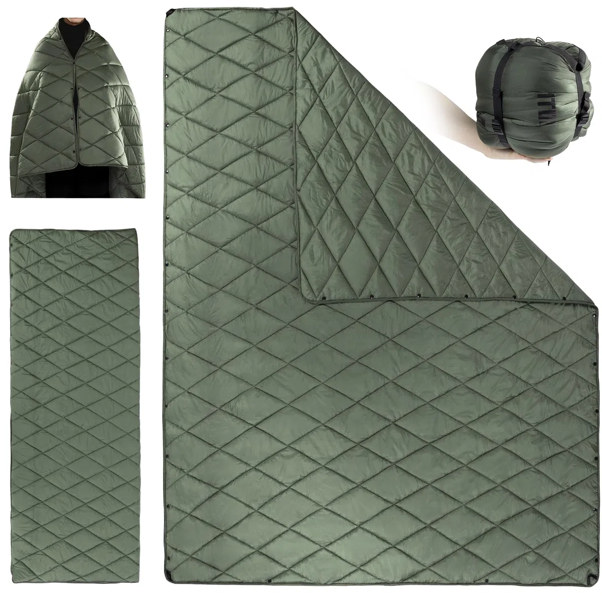 1TG Tactical Camping Decke, Outdoor Decke Ultraleicht,Campingdecke Wasserabweisend Kompakt für Wandern, Auto, Angeln, Camping, Büro (M -190x132CM L-158x208CM)