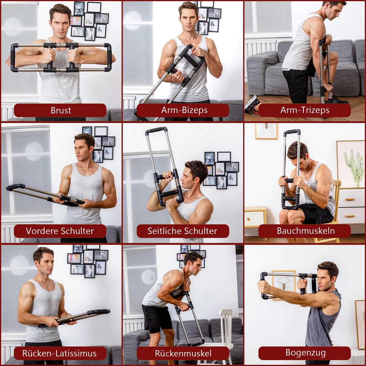 GoFitness Push Down Bar, Brusttrainer Fitnessgerät für Zuhause | Krafttraining Sportgerät für Brustmuskeln, Arme, Schultern, Bauch und Rücken, Home Gym Equipment Brust Trainingsgerät