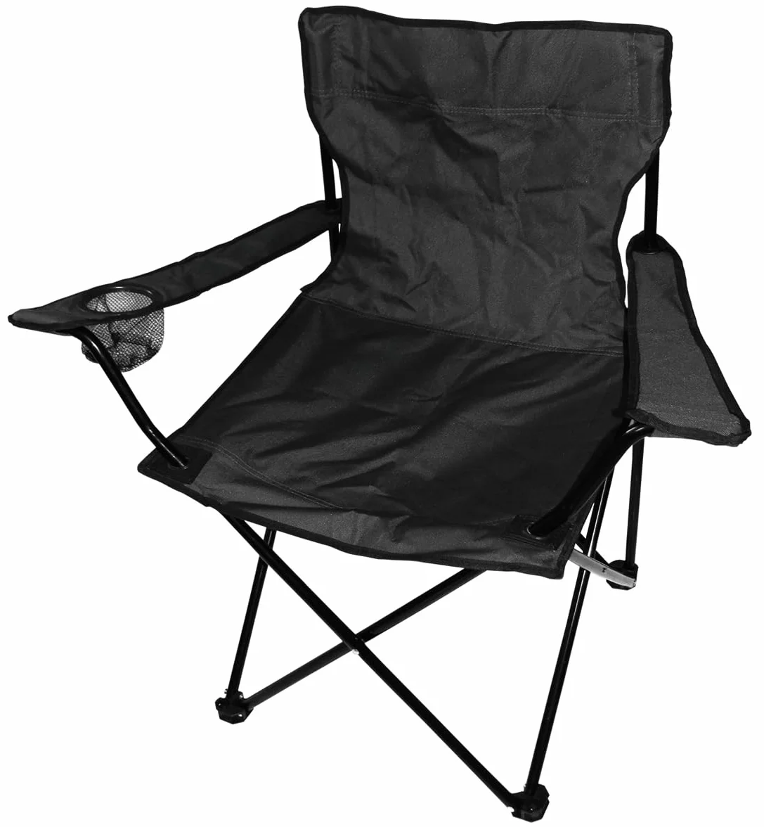 Mojawo 5tlg. Campingmöbel Set Alu 70x50x59cm 1x Campingtisch mit Tragegriff + 4 Anglerstühle, Faltstühle Schwarz