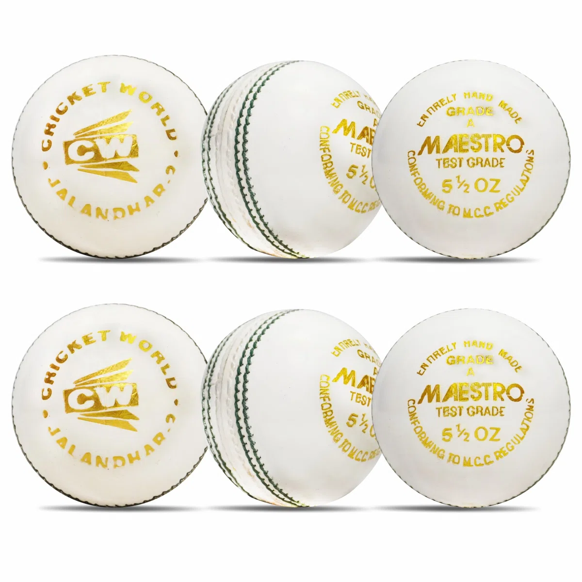 CW Maestro Cricketbälle aus hochwertigem Leder, 4 Stück, für Senioren, 4 Stück
