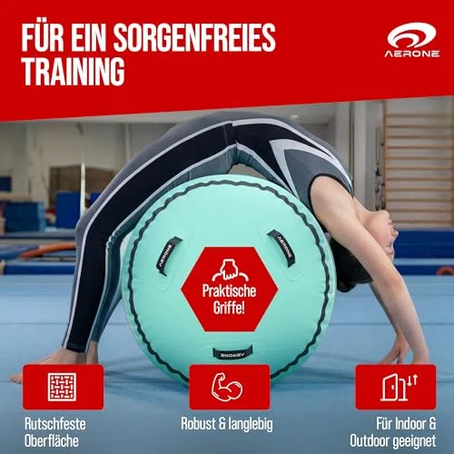 AERONE Air Roll Aufblasbare Turnrolle inkl. Pumpe & Tasche Größe wählen