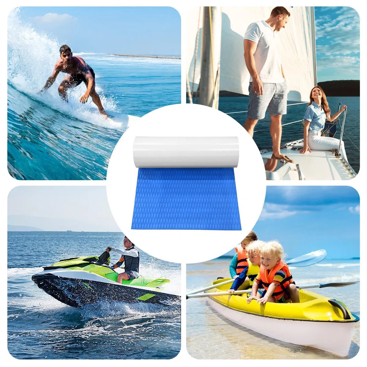 su-p Traction Pad Deck Grip Matte, Surfboard Mat Grip Surfboard Yatch Deck Pad, Rutschfester Selbstklebender Bodenbelag, Trimmbar Eva-Pad Für su-p, Surfen, Skimboards Standup & Mehr, 120 X 30 cm