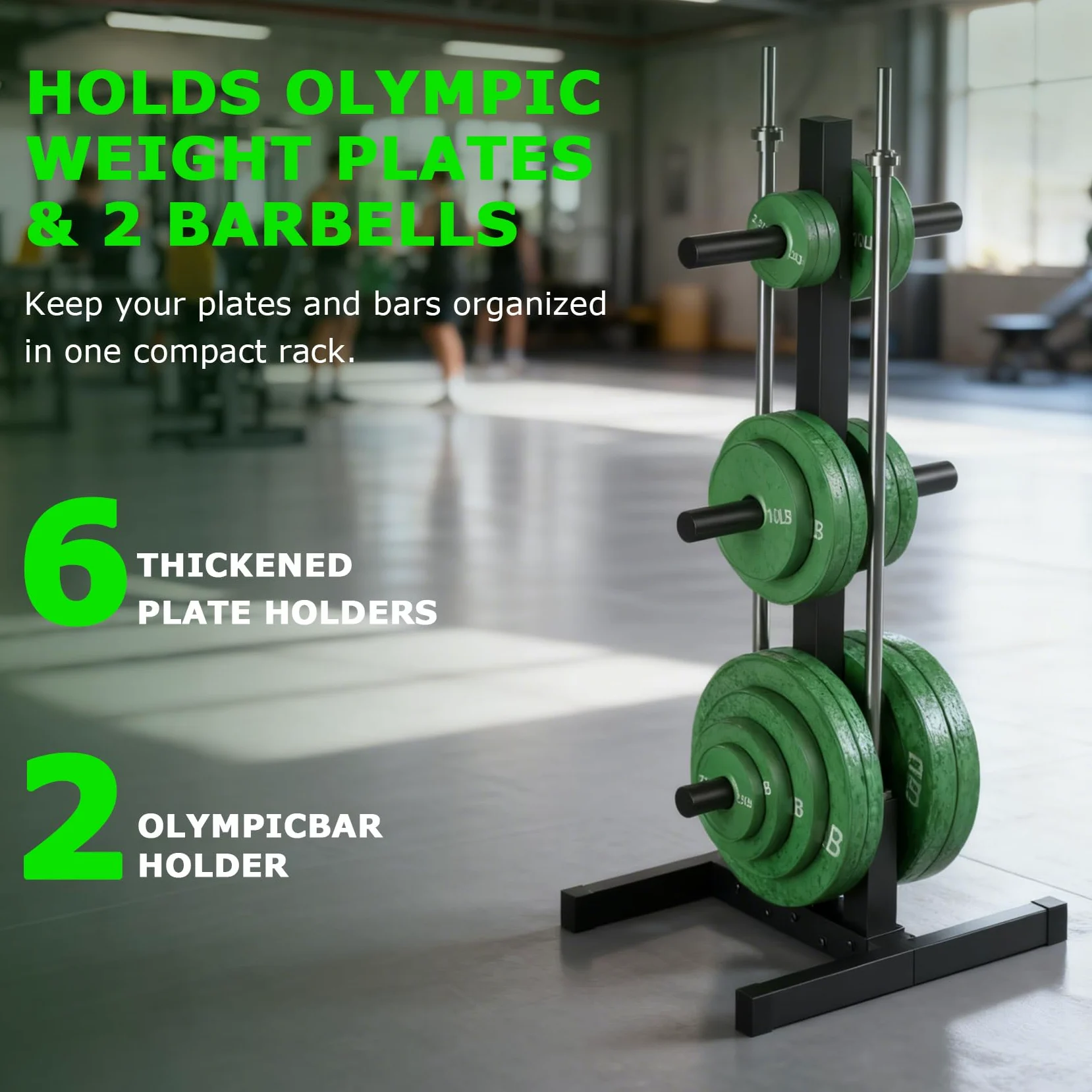 Olympische Hantelscheibenhalterung für Stoßstangenplattenaufbewahrung, olympischer Hantelbaum und Stangenhalter für Heim-Fitnessstudio – 300 kg Gewichtskapazität