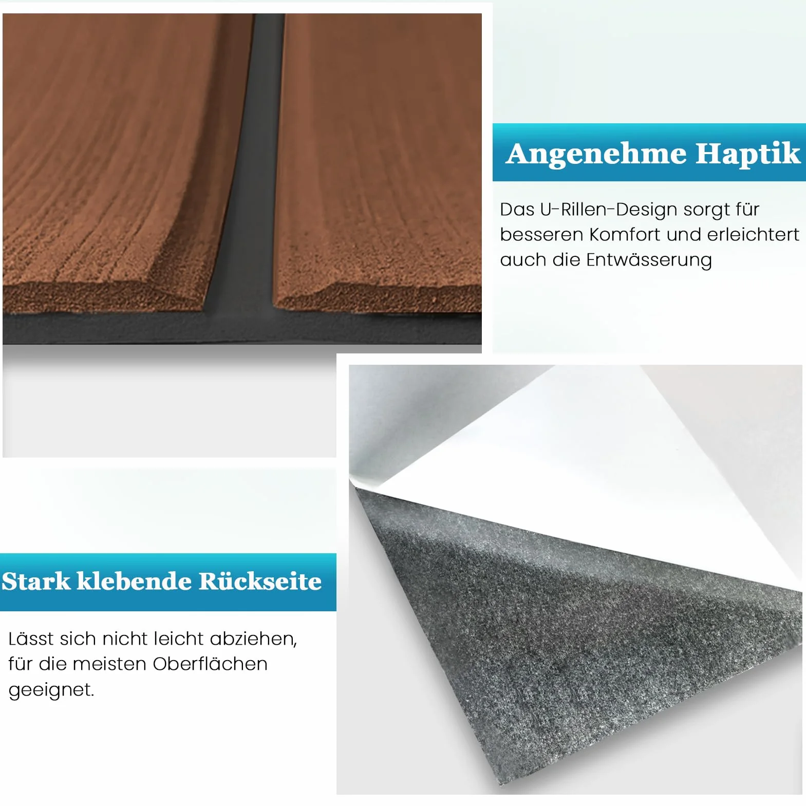 KXKZREN Boot Bodenbelag Selbstklebend Eva-Schaum Teakholzimitat Bootsbelag, rutschfeste Bootsmatte Marineteppich für Motorboot Wohnmobil Yacht Kajak Schwimmende Plattform,240x112/90/60/41cm