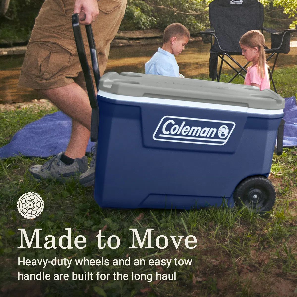 Coleman Classic Series Isolierter tragbarer Kühler mit Rädern, auslaufsicherer Outdoor-Kühler hält EIS bis zu 5 Tage, 62 Quart