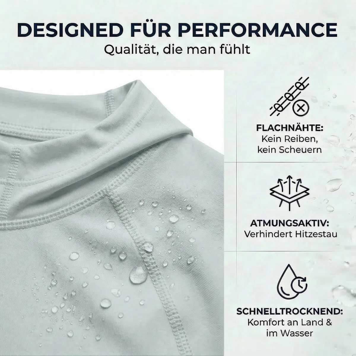 iQ-UV Shirt für Herren Kapuzenshirt Langarm – Rashguard für Herren mit UPF 50+ Sonnenschutz für Aktiv- und Wassersport – Schwimmshirt für Männer – Atmungsaktiv und schnelltrocknend