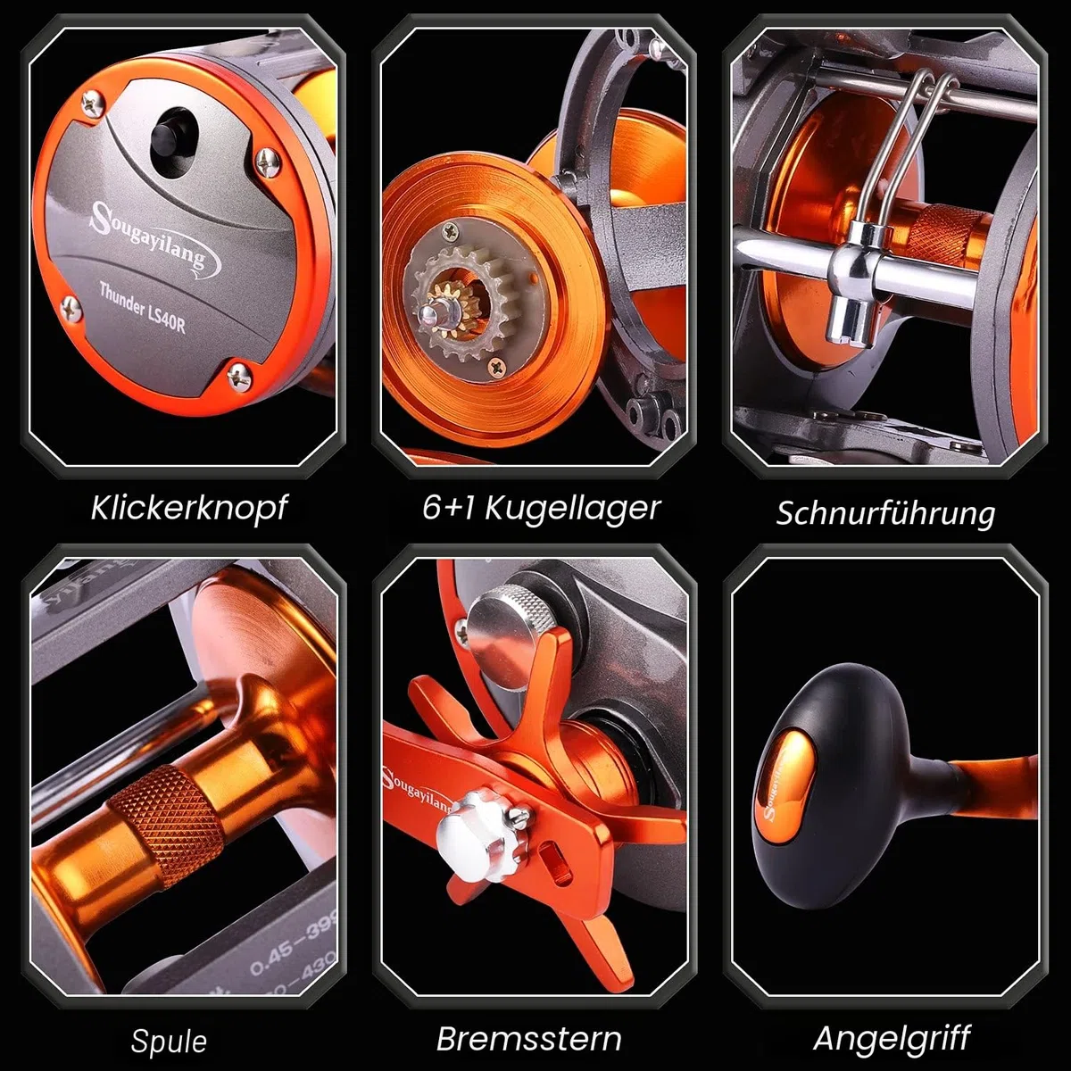Sougayilang Angelrolle mit Schnurzähler, konventionelle Wasserwaage, Wind-Angelrolle