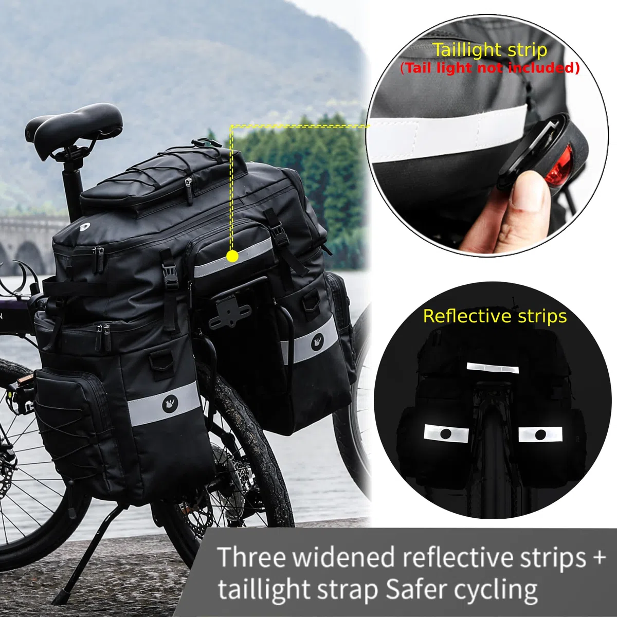 BAIGIO Fahrradtasche 3-in-1 Multifunction wasserdichte Gepäckträgertasche 75L Radfahren Gepäckträger Tasche hinten Fahrrad Rucksack Reisetasche mit Regenschutz, Herren
