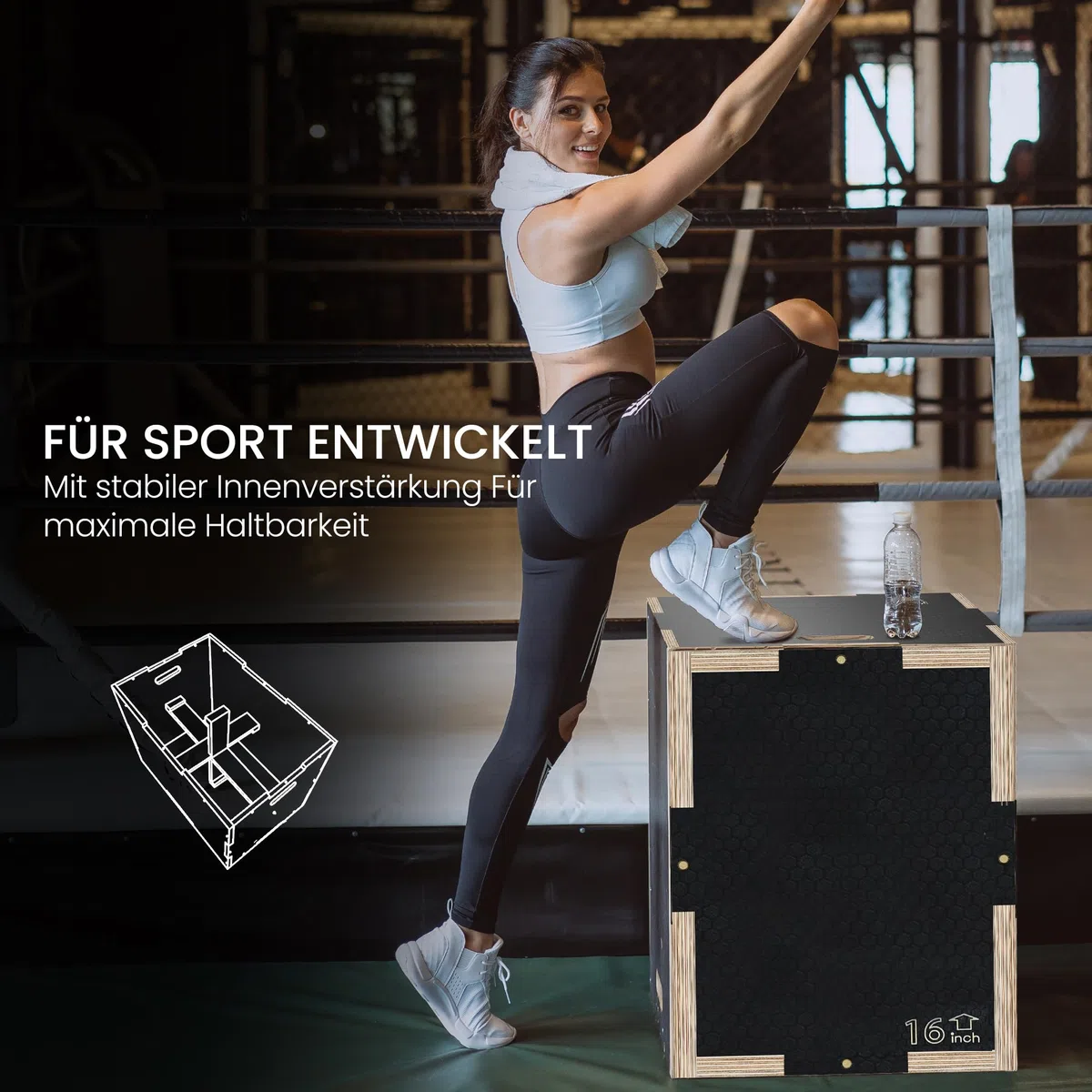 SPORTNOW 3 in 1 Plyo Box, Sprungbox aus Holz, Plyometric Plattform mit Griff, Plyometrisches Training, Sprungtrainer für Zuhause, Fitnessstudio, Schwarz