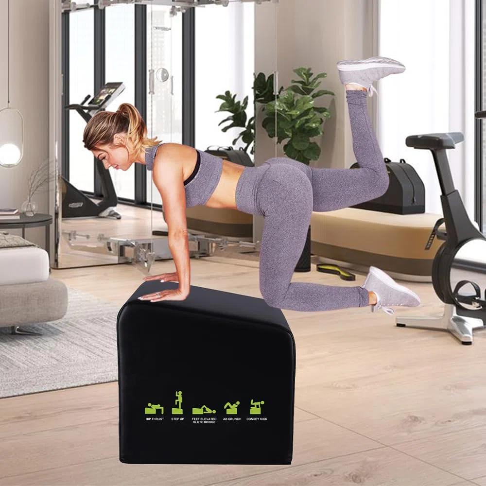 Hip Thrust Machine & Glute Bridge Exercise Machine, Hip Thrust Bench Booty Workout Box Platform for Home Gym Total Body Workout