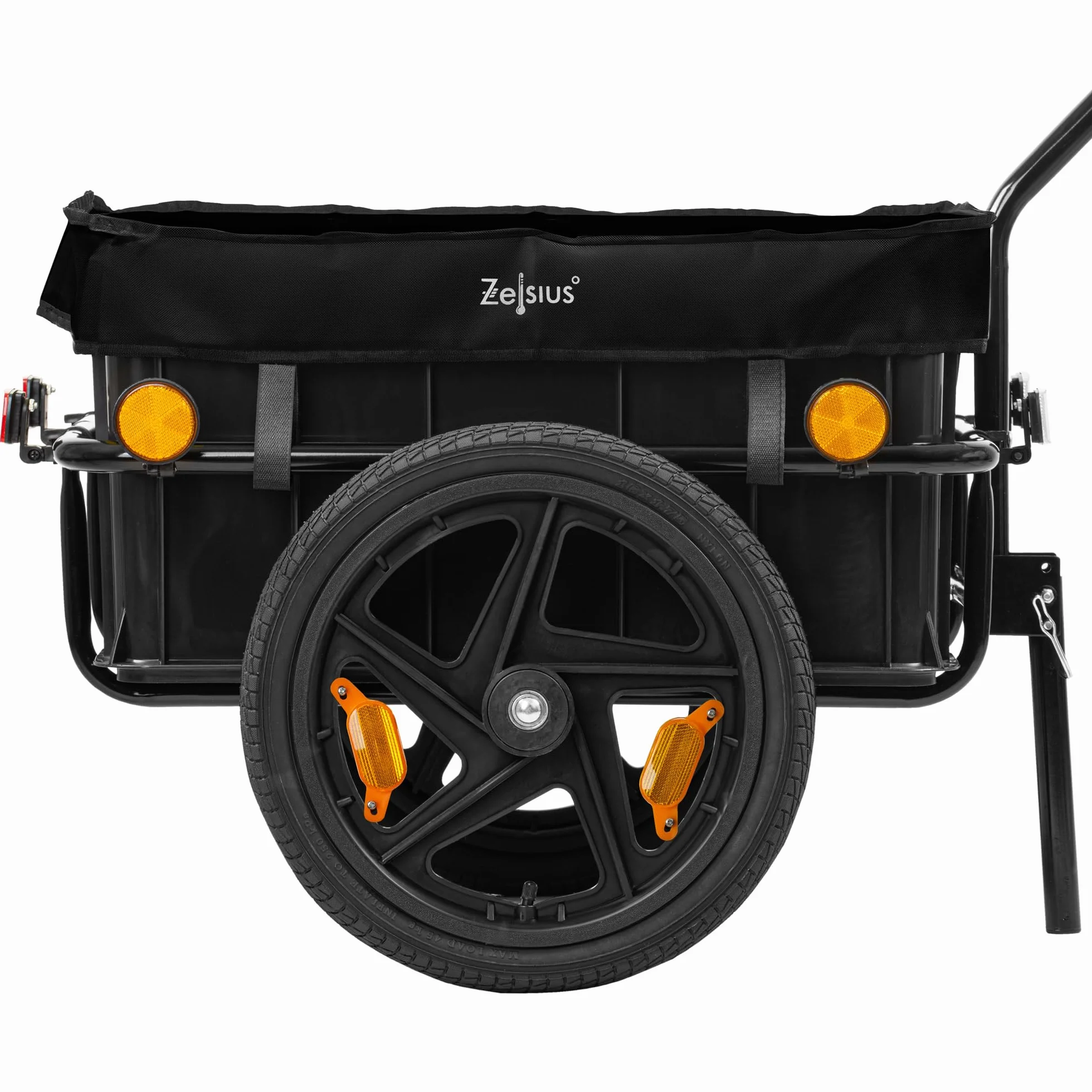 Zelsius Fahrradanhänger Transport | 68 Liter | Transportwagen, Fahrradwagen, Handwagen | Anhänger für Fahrrad, Lastenanhänger mit Kunststoffwanne | Transportanhänger, Transportbox