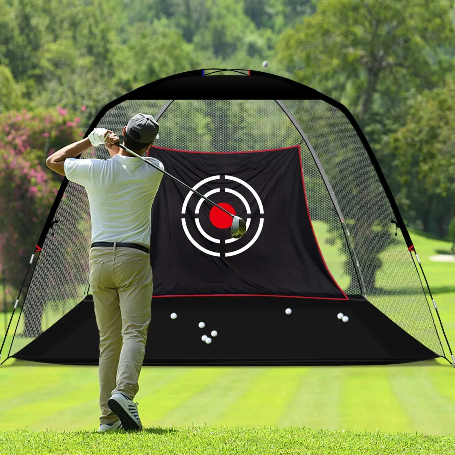 Golf-Übungsnetze für Hinterhoffahrten im Innenbereich, robuste Übungsnetze für den Hinterhof, hochwertige tragbare Golf-Schlagnetze mit Rahmen und Netz für Männer und Frauen