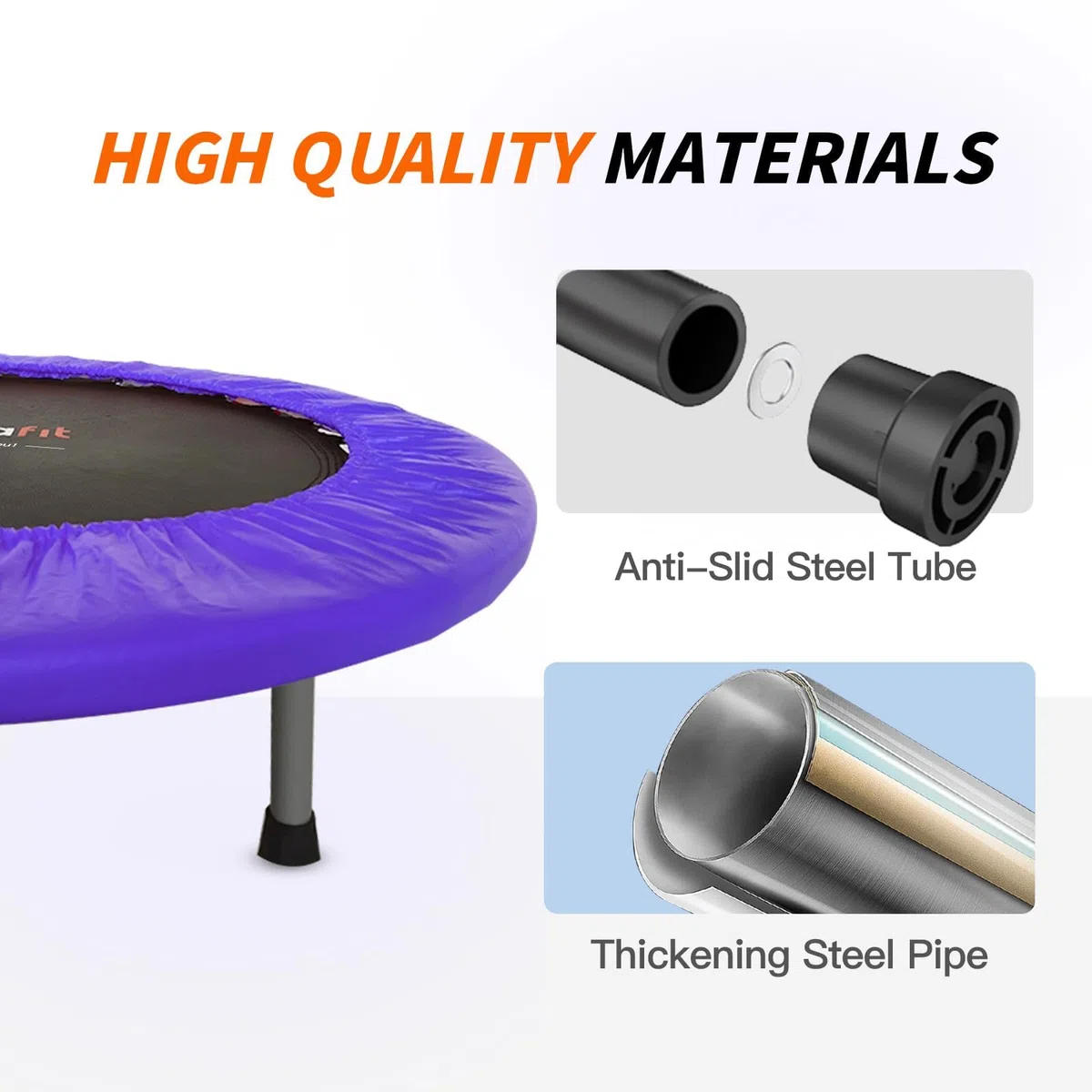 ATIVAFIT 102cm Faltbarer Trampolin mit verstellbarem Schaumstoffgriff Indoor für Erwachsene Ideal für Körperfitness-Training in Innenräumen Training Sport zuhause