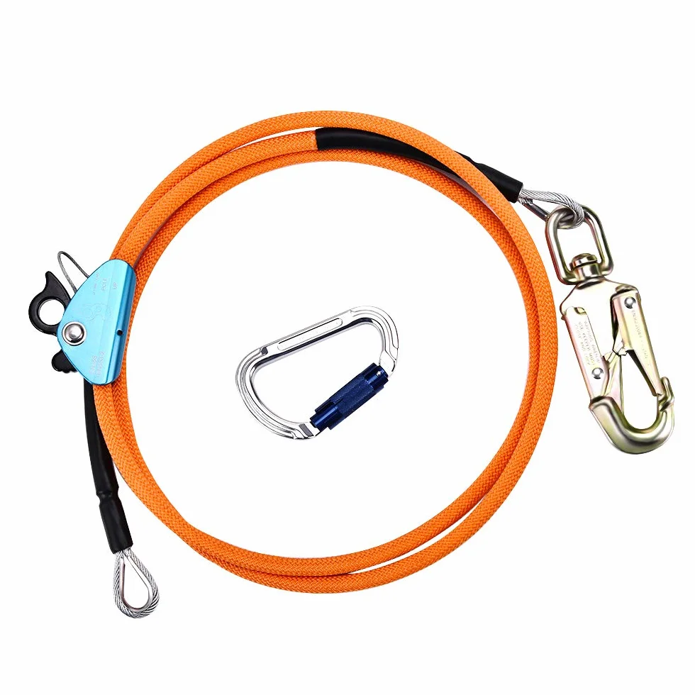 Stahlkern Baumkletterseil,12 mm x 3 m Outdoor Sicherheitsseil,Flipline zum Baumklettern mit dreifach verriegelbarem Karabiner,geringe Dehnung,schnittfest für Baumpfleger,Baumkletterer,Absturzsicherung