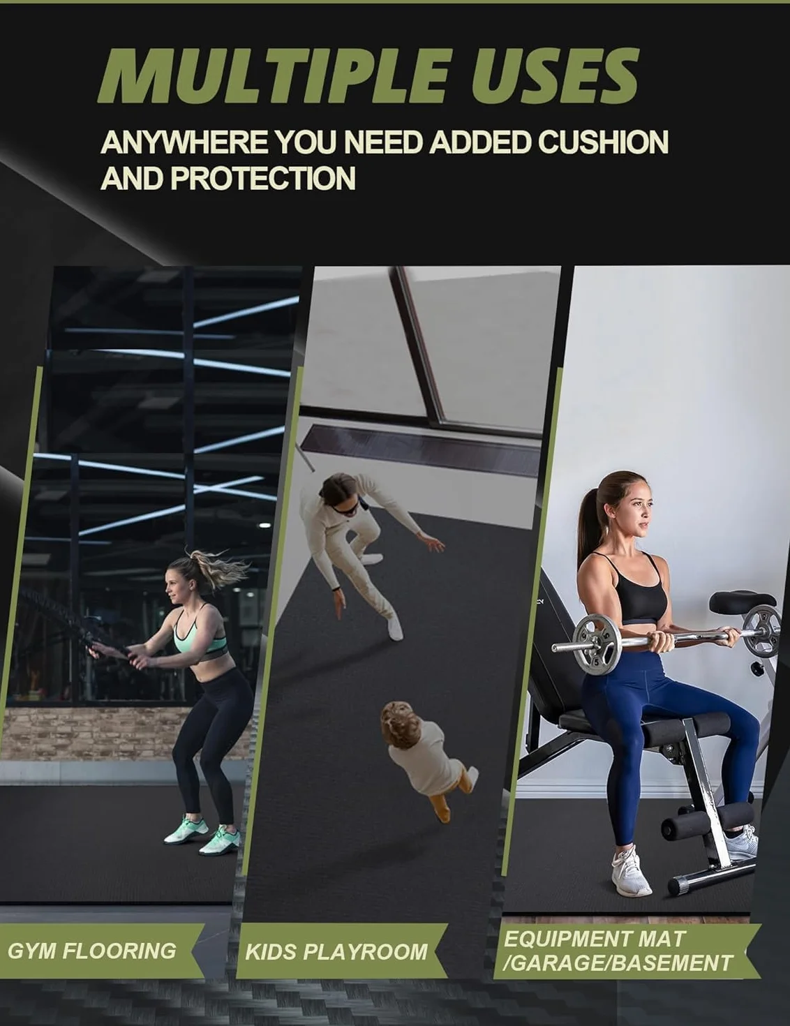 innhom Bodenschutzmatte Fitnessgeräte Fitness Sportmatte Fitnessmatte rutschfest, Hochstrapazierfähige Unterlegmatte Schutzmatte für Laufbänder