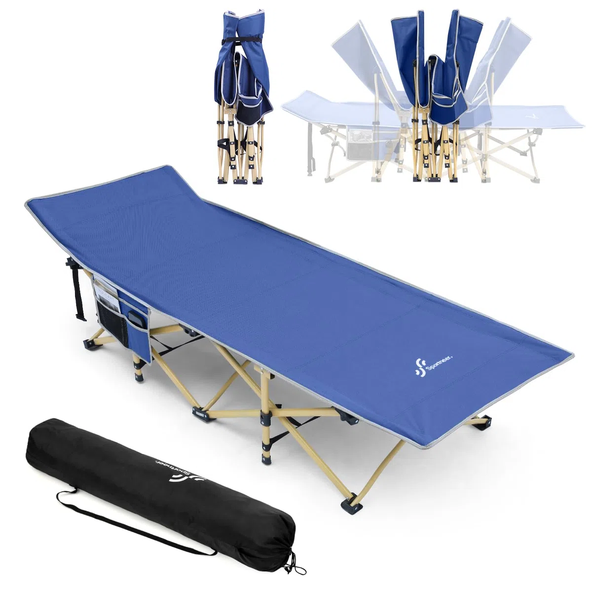 Feldbett Gästebett Klappbar, Sportneer Feldbett Klappbar 188 x 71 x 37 cm bis 204 kg Campingbett Extra Breit für Camping Reisen Garten Outdoor Indoor